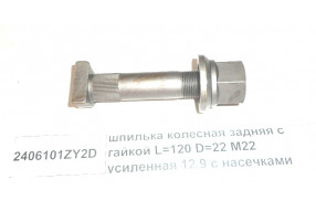 Шпилька колес задняя с гайкой L=120 D=22 M22 12,9 с насечками